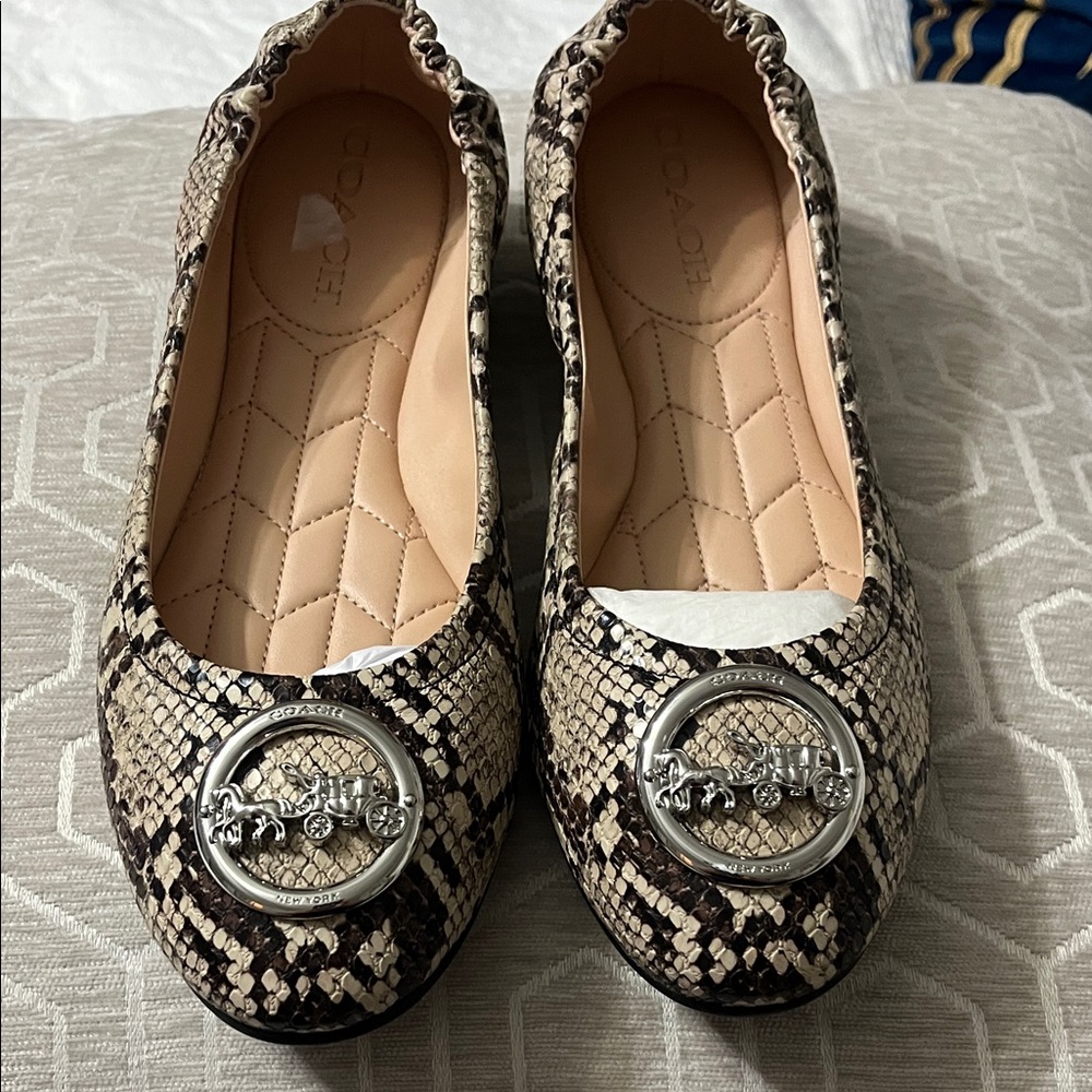Coach Snakeskin Loafers - Black and Cream
